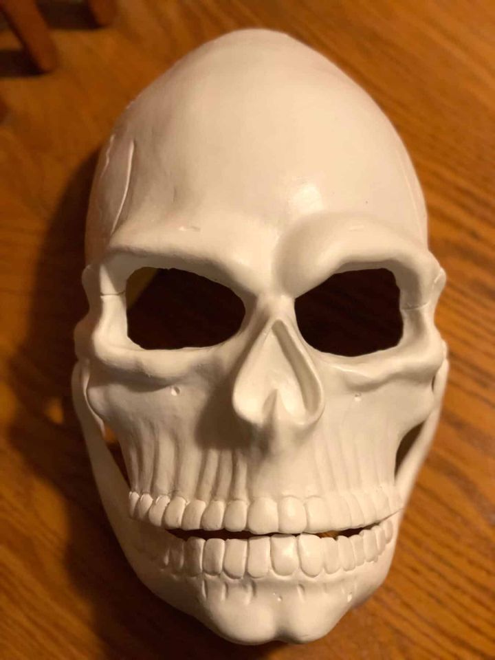Unpainted white skull mask cast