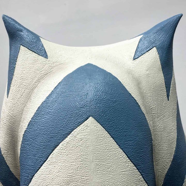Close-up of hand-sculpted skin texture on an Ahsoka headpiece
