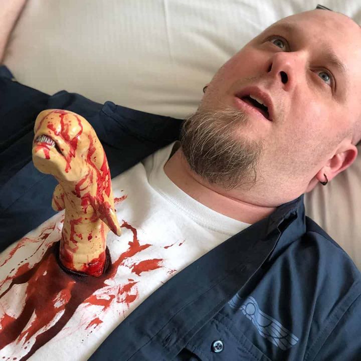 Alien chestburster prop seen from another angle