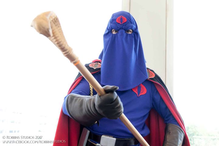 Cobra Commander costume with hood and scepter