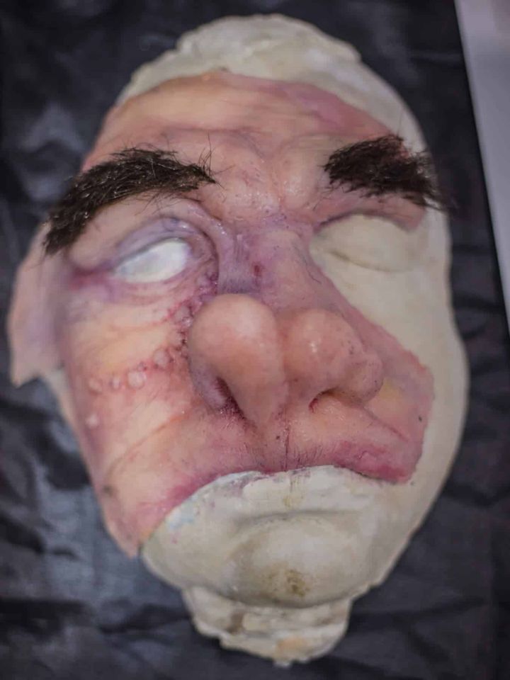 Unpainted Doctor Evazan silicone appliance with eyebrows