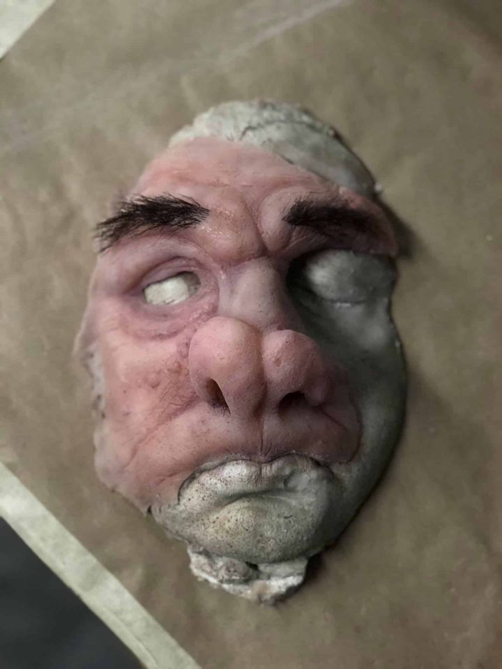 Doctor Evazan silicone prosthetic appliance with sculpted scars