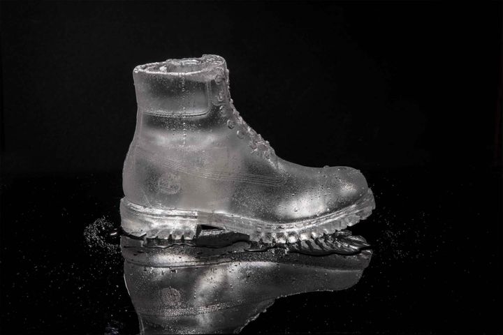 Resin prototype of the Timberland ice boot display