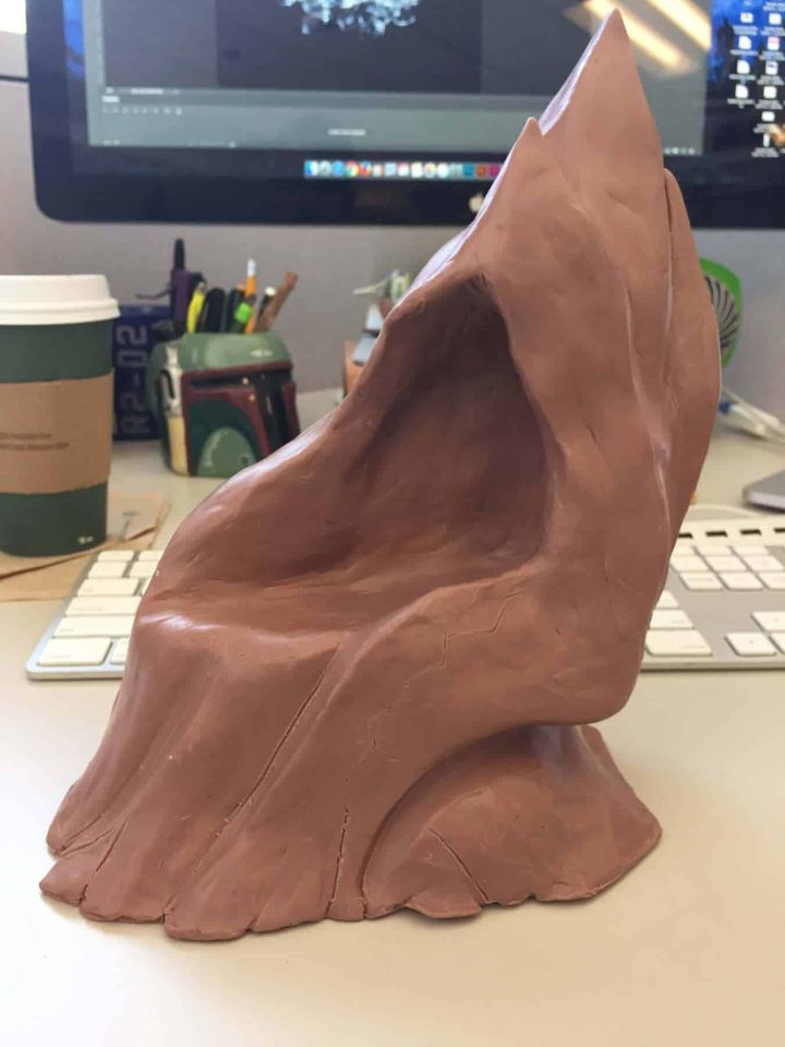 Clay sculpt of the ice block form for the boot display