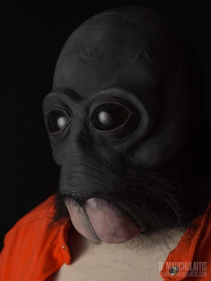 Ponda Baba mask seen at an angle